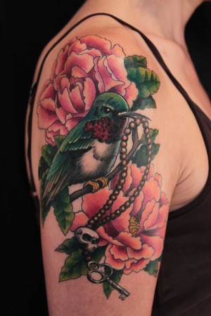 Flowers Tattoos on Tattoo Gathering   Tattoos   Gene Coffey   Humming Bird Flowers Tattoo