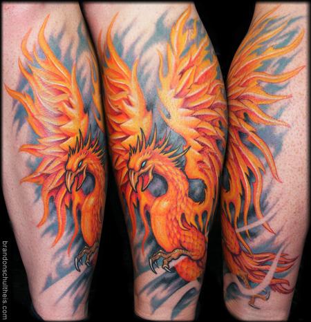 Phoenix tattoo on an outer calf took about 7 hours