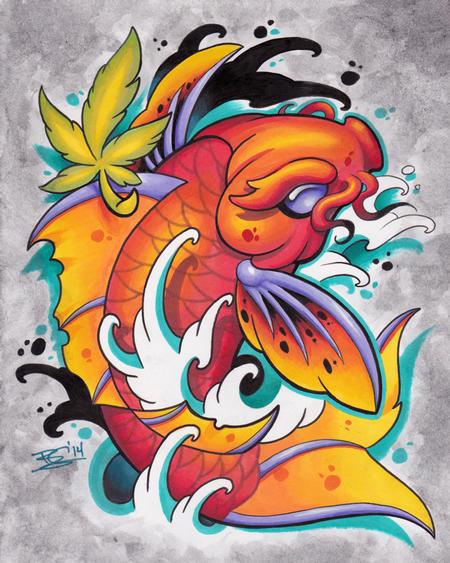 Tattoos - Koi Marker Drawing - 89651