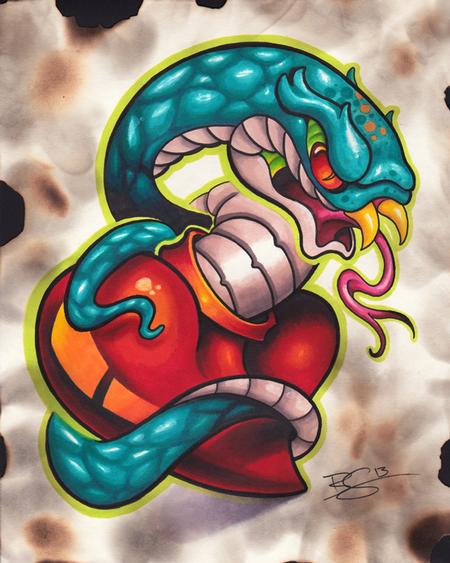 Tattoos - Snake & Heart - 87261