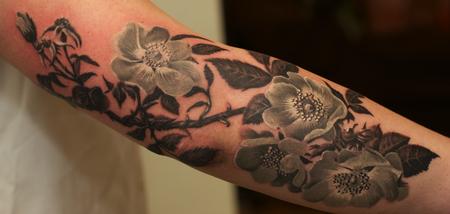 Tattoos - Black and Grey flowers tattoo - 59984