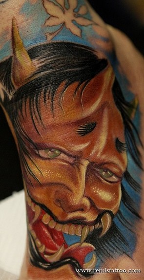 japanese demon tattoo. japanese demon colo tattoo