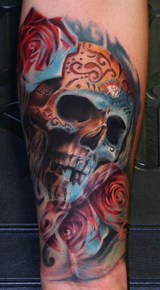 day of dead skull tattoo. Mexican day of the dead skull