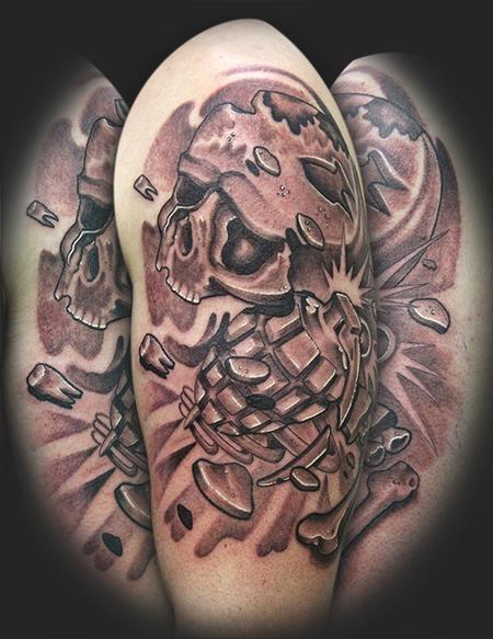 Tattoos - Skull and Grenade 1/2 Sleeve - 62959