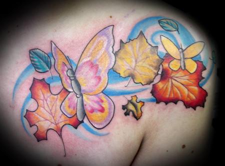 Tattoos - Butterly with Leaves - 60743