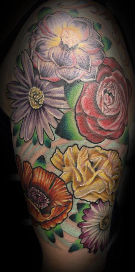 Tattoos - Quater-Sleeve of Flowers - 60748