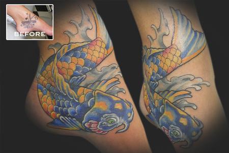 Tattoos - Color Koi Cover Up - 60814