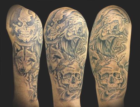 Tattoos - Wolves and Skulls (Healed) - 60821