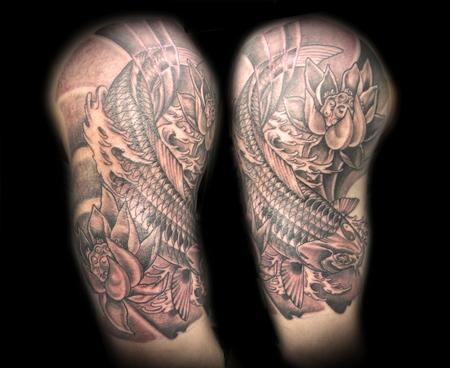 Tattoos - Traditiona Koi Black and Grey - 60756