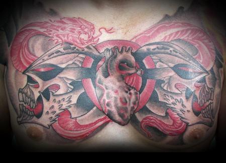 Tattoos - Heart with Skulls and Snakes - 60772