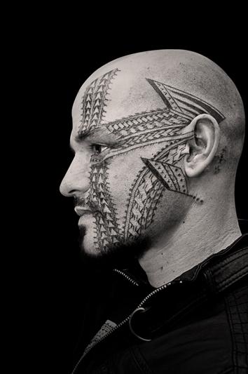 Tattoos - Black Work Face Tattoo - 60478