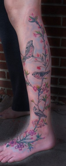 cherry blossom tattoo on foot. 3 Little Birds Cherry Blossom