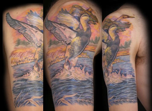 Tattoos Coverup tattoos Kurt's Black Duck Arm click to view large image