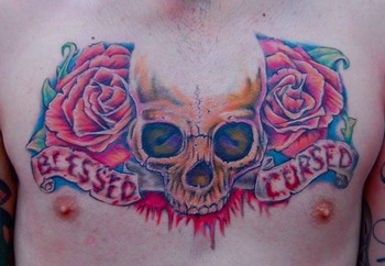 Skull Chest Piece Tattoo