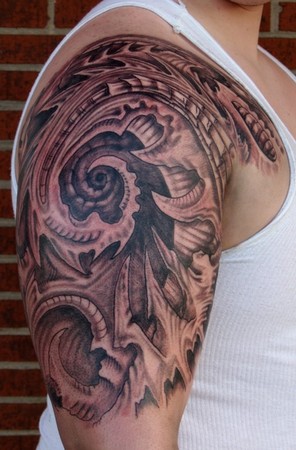 sleeve tattoo black and grey. Comments: Black and Grey