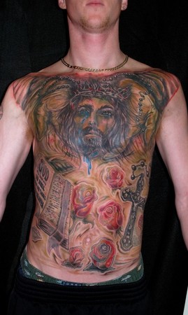 tattoos of jesus hands. Jesus Torso Tattoo