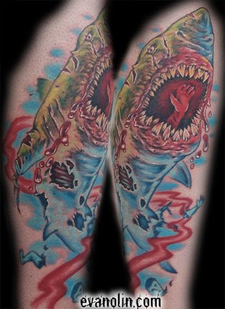 Tattoos Tattoos New School zombie shark