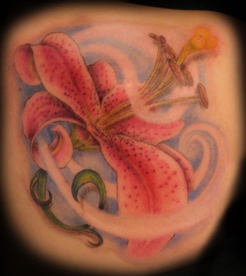 Comments Stargazer Lily with Swirly Filigree Foliage Tattoo