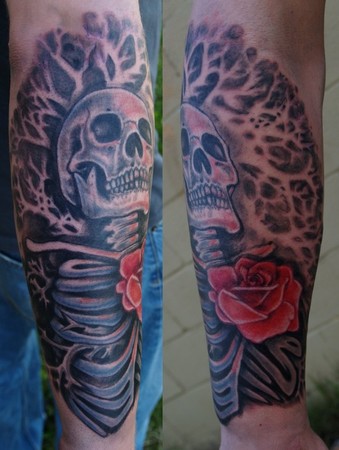 Looking for unique John Garancheski III Tattoos?  Skeleton with Rose Tattoo