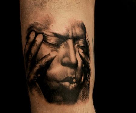 Tattoos - Black and Grey Portrait Tattoo - 66120