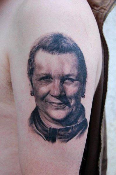 Tattoos - Black and Grey Portrait Tattoo - 66121