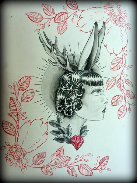 Tattoos - Jackalope lady - 64026