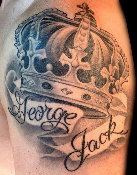 Tattoos by Audi : Tattoos : Body Part Arm : Black and grey crown with banner Tattoos by Audi : Tattoos : Body Part Arm : Black and grey crown with banner