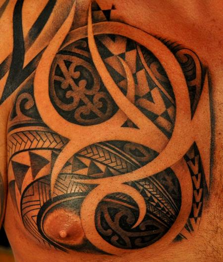 Hawaiian Tribal Chest Tattoo