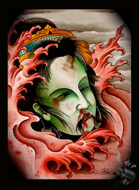 Tattoos - Watercolor Severed Head - 96277