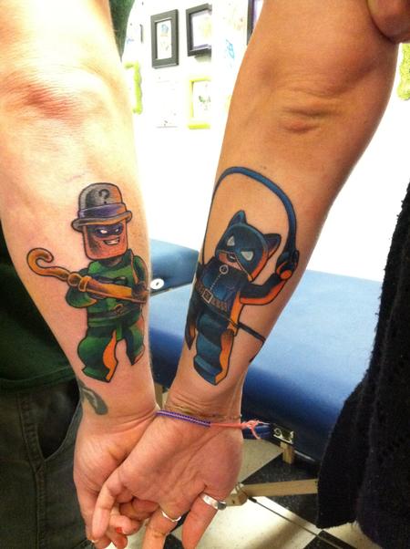 Lego Batman Couples Tattoo Catwoman Riddler Design Thumbnail