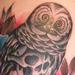 tattoo galleries/ - Traditional Owl and Flowers Tattoo - 61626
