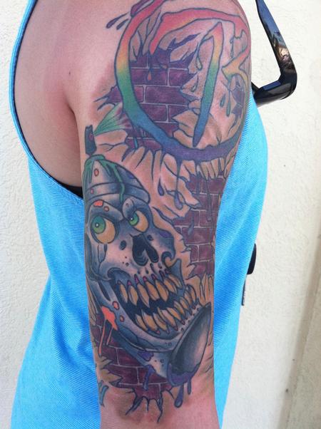 Dan Berk - Graffiti Can Skull & Bricks Tattoo