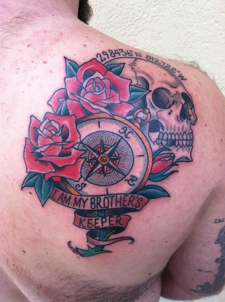 Dan Berk - Skull Compass Roses Tattoo
