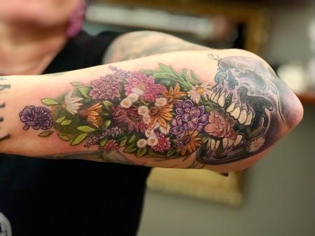Tattoos - Skull Vomiting Flowers - 131413