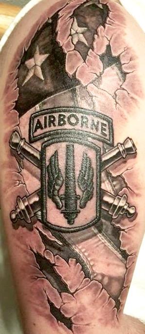 Edward Lott - Airborne insignia and flag skin rip