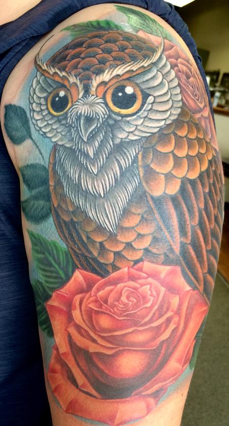 Edward Lott - Owl and roses