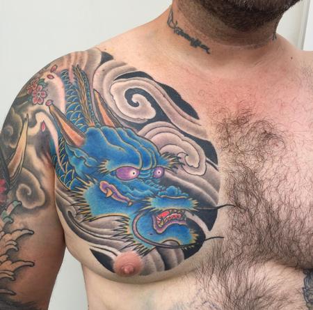 Tattoos - Blue dragon chest - 130431