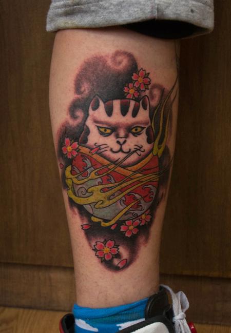 Tattoos - Scary Cat and Cherry Blossoms - 101442