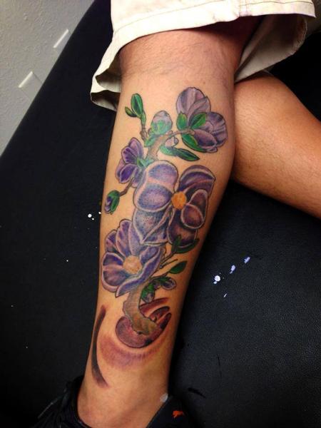 Purple Flowers Tattoo Design Thumbnail