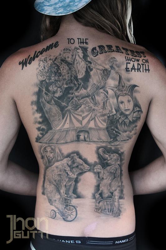 circus back piece progress shot by jhon gutti tattoos circus back piece progress shot by jhon gutti tattoos