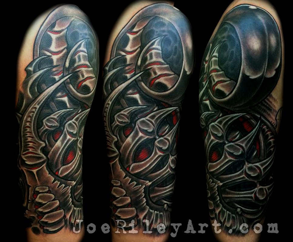 biomech half sleeve by joe riley tattoonow biomech half sleeve by joe riley tattoonow