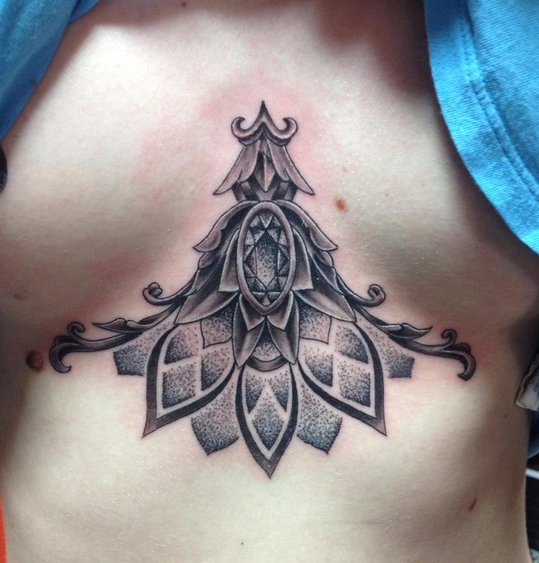 blackwork sternum tattoo by joseph wood tattoonow blackwork sternum tattoo by joseph wood tattoonow