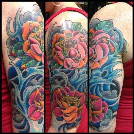 Tattoos - Color bomb Lotus flowers and water - 82886