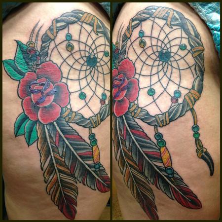 Tattoos - Dream Catcher roses and feathers by KR Rossi Waikiki - 82894