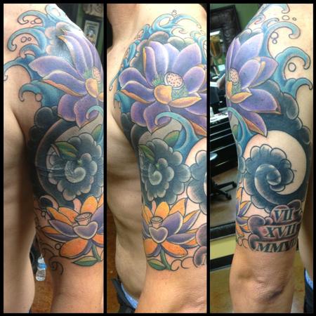 Tattoos - Tattoo by KR Rossi Lotus flowers Clouds and Water Cover up - 82888