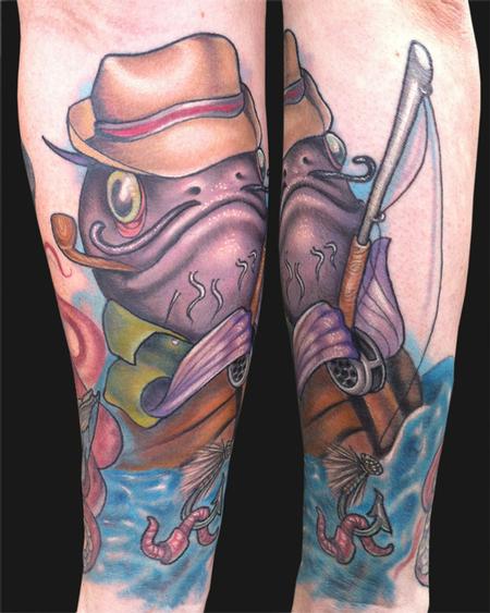 Katelyn Crane - Fly Fishing Catfish Tattoo