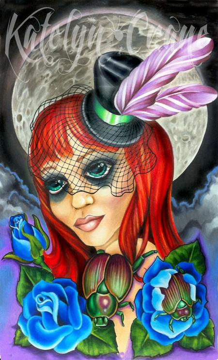 Katelyn Crane - Scarab Girl with Roses