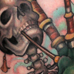 Tattoos - Skeleton playing the bagpipes tattoo - 70341