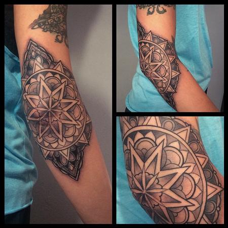 Black and Gray elbow mandala  Tattoo Design Thumbnail