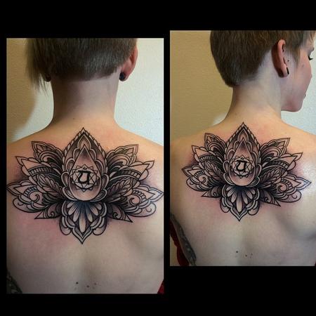 Black and Gray Ornamental Lotus  Tattoo Design Thumbnail